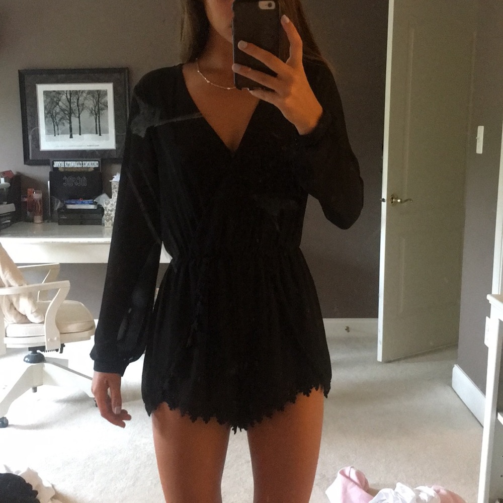Black long sleeve romper